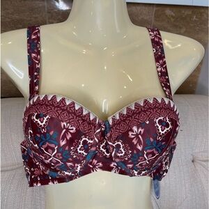 S:  NWT Swimsuits for all Boho Indi Padded & Embroidered Bikini Top size 6